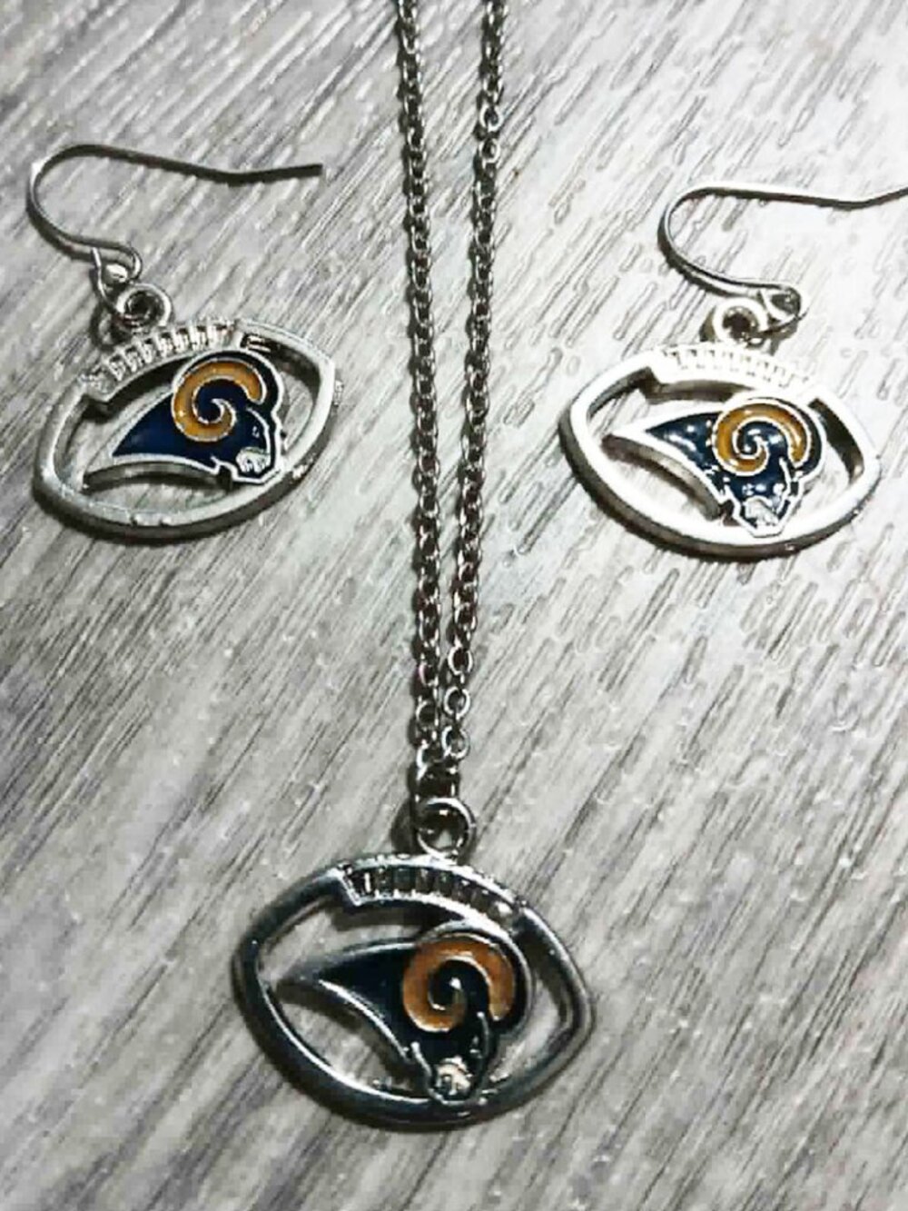 LA Rams Football Necklace And Earrings Set